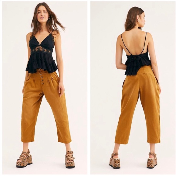 Free People Mover And Shaker Pleated Denim Pants 2 - Picture 2 of 4